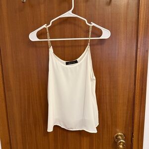 Sirens White Gold Chain Shoulder Strap Sleeveless Chiffon Cami Top